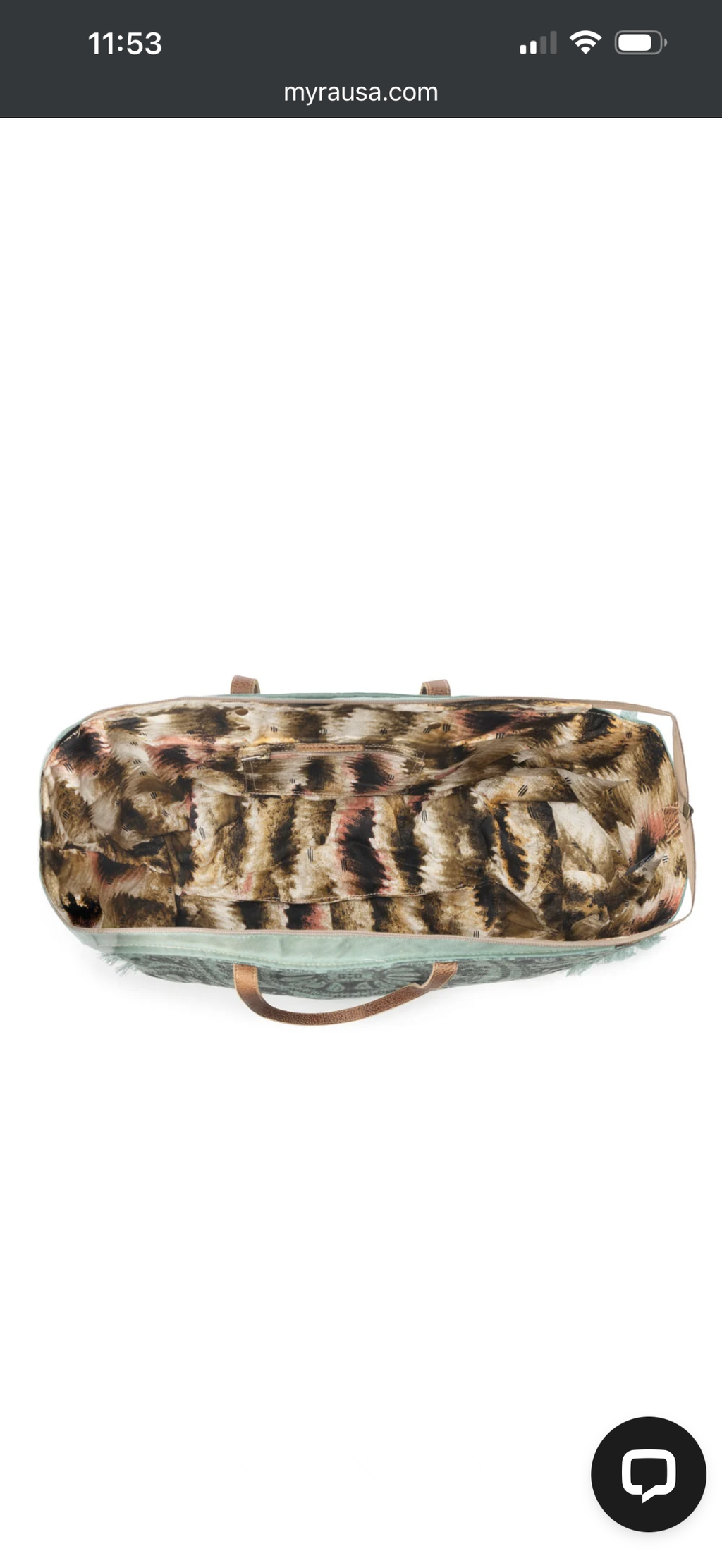 MYRA WILDTUSK WEEKENDER BAG FOR WOMEN IN GREEN WITH VINTAGE PRINT DETAIL