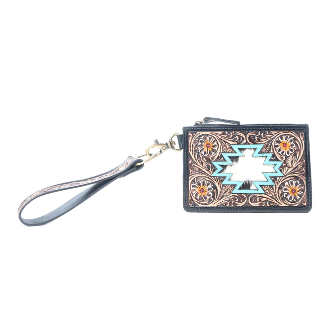 Your choice of-Wildflower Mesa Handtooled Hairon Leather Card Holder