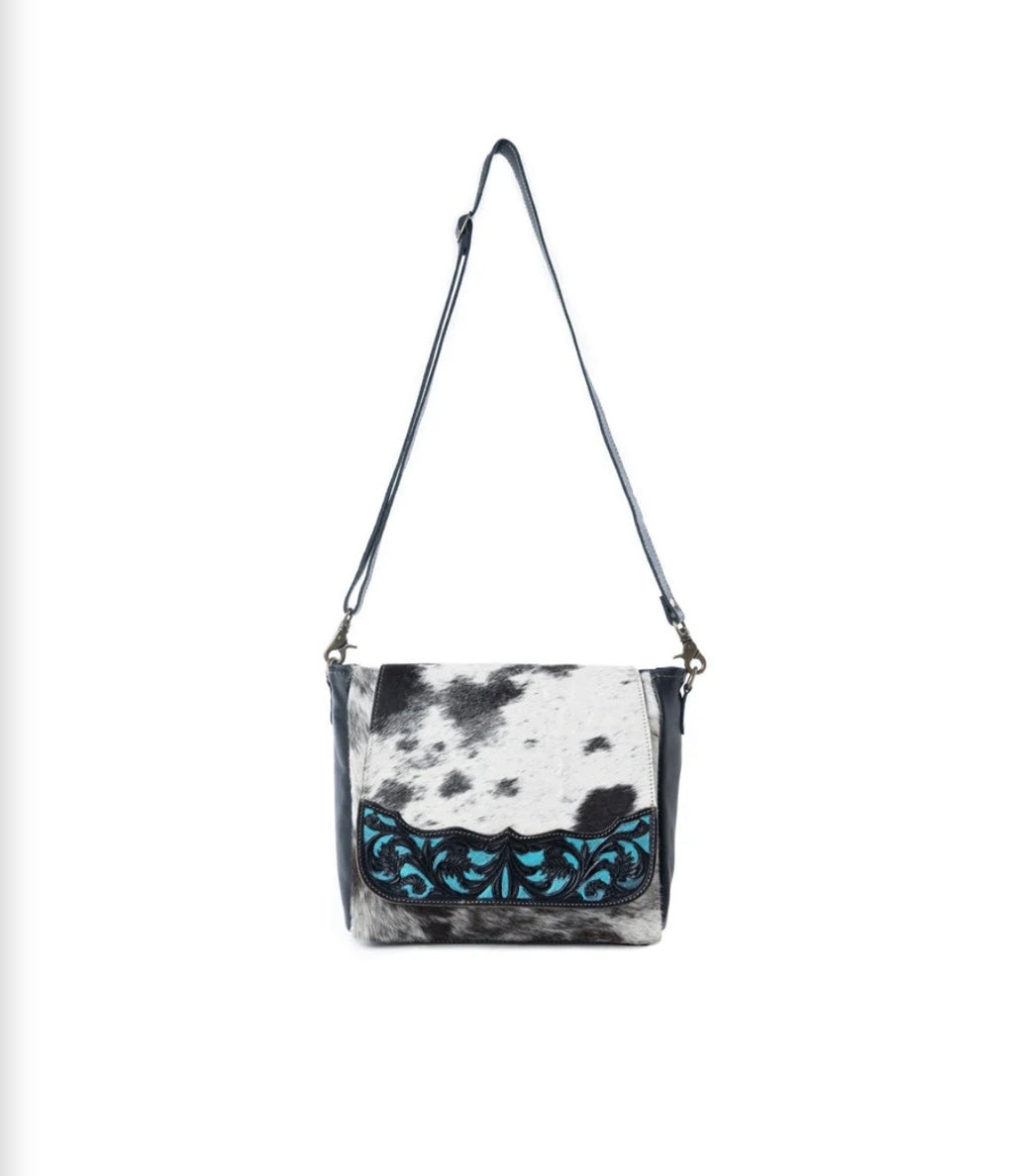 Myra Sagebrush Vale Hairon Leather Concealed Carry Bag In Onyx Frost