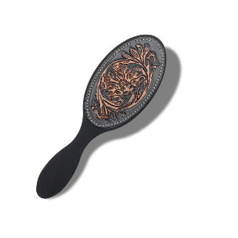 Peonie Prairie Hair Brush - Hand Tooled