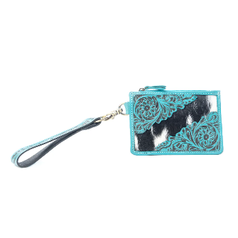 Your choice of-Wildflower Mesa Handtooled Hairon Leather Card Holder