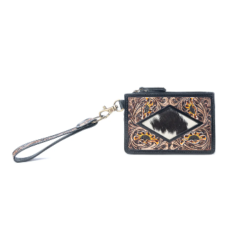 Your choice of-Wildflower Mesa Handtooled Hairon Leather Card Holder