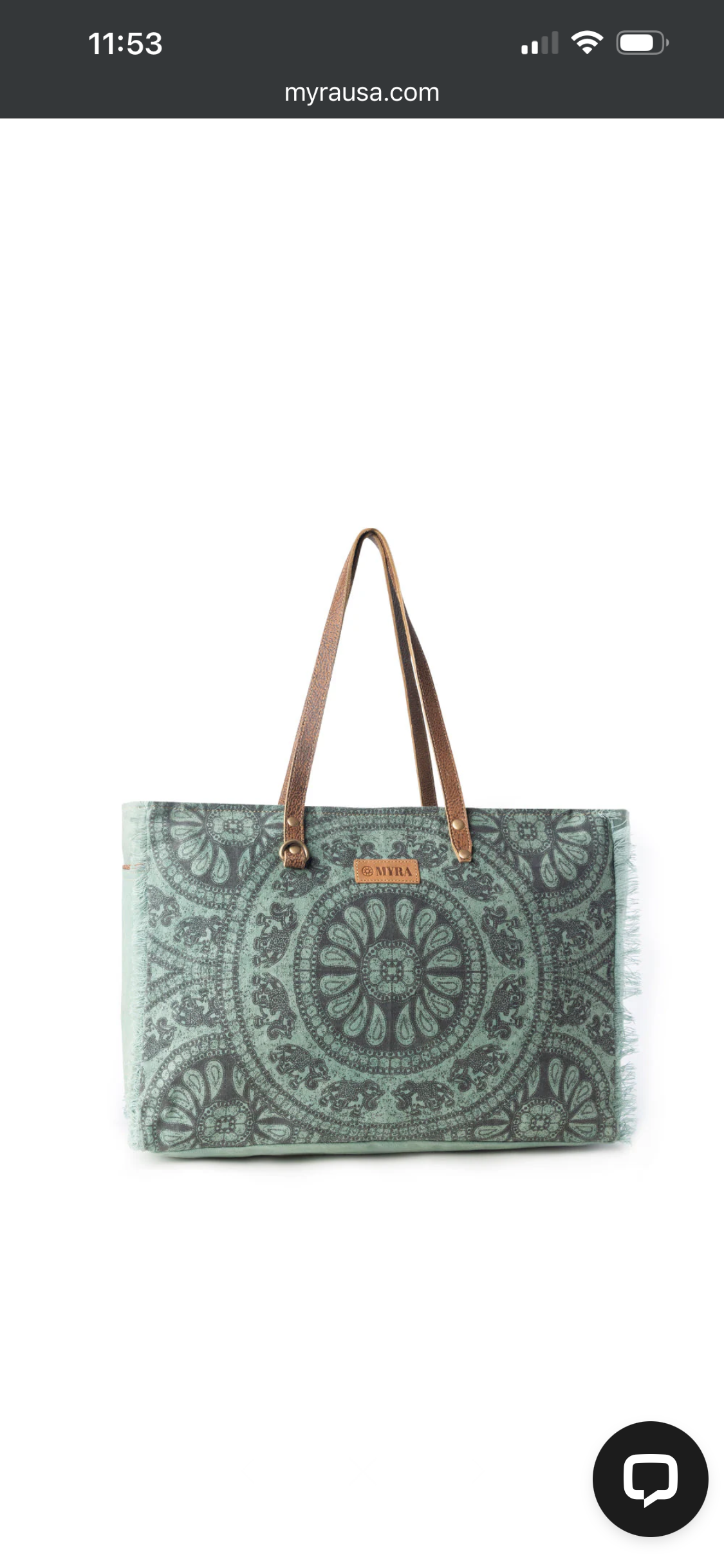 MYRA WILDTUSK WEEKENDER BAG FOR WOMEN IN GREEN WITH VINTAGE PRINT DETAIL