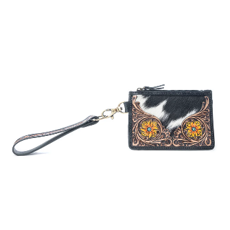 Your choice of-Wildflower Mesa Handtooled Hairon Leather Card Holder