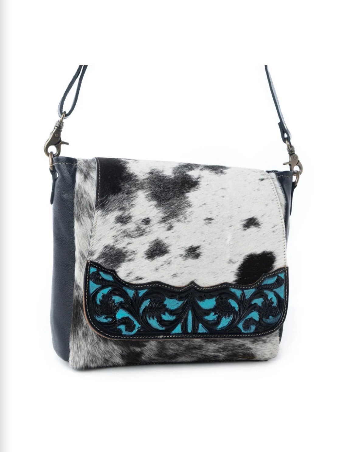 Myra Sagebrush Vale Hairon Leather Concealed Carry Bag In Onyx Frost