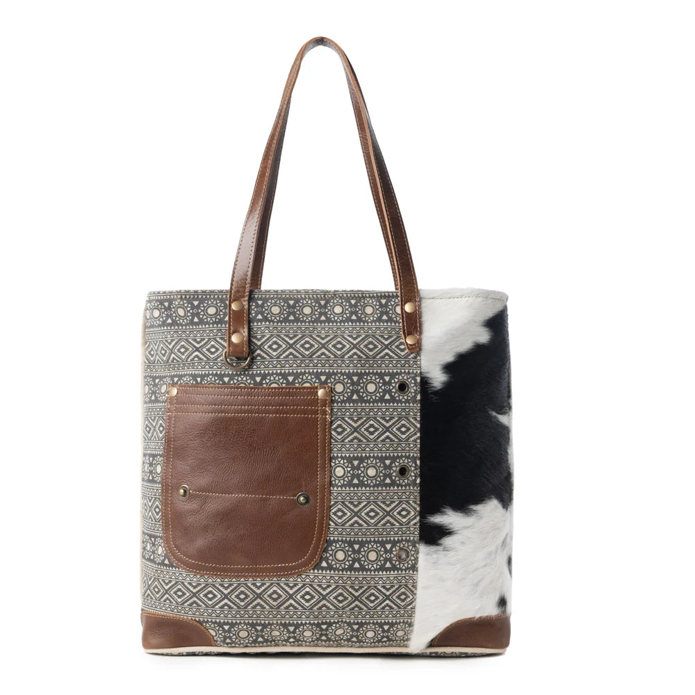Splithide Western Tote Bag for Women in olive with hairon detail
