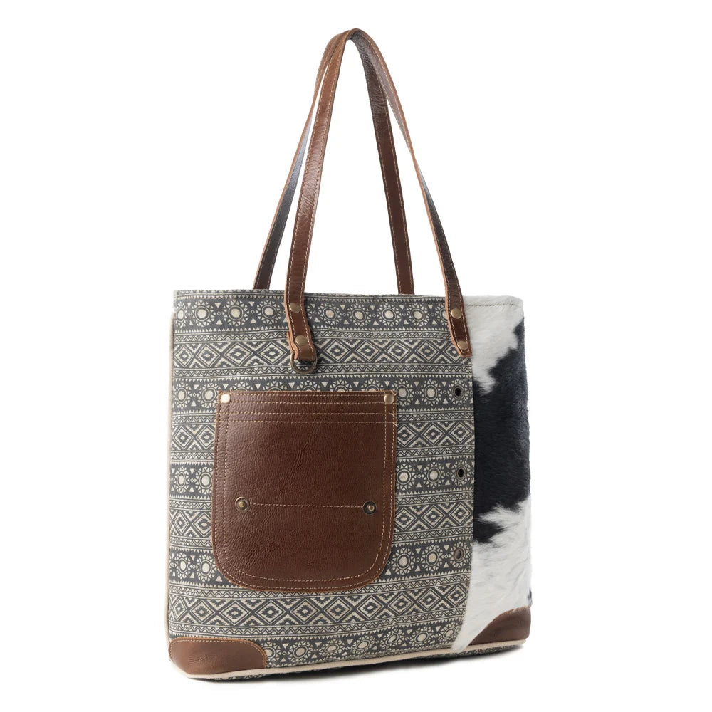 Splithide Western Tote Bag for Women in olive with hairon detail