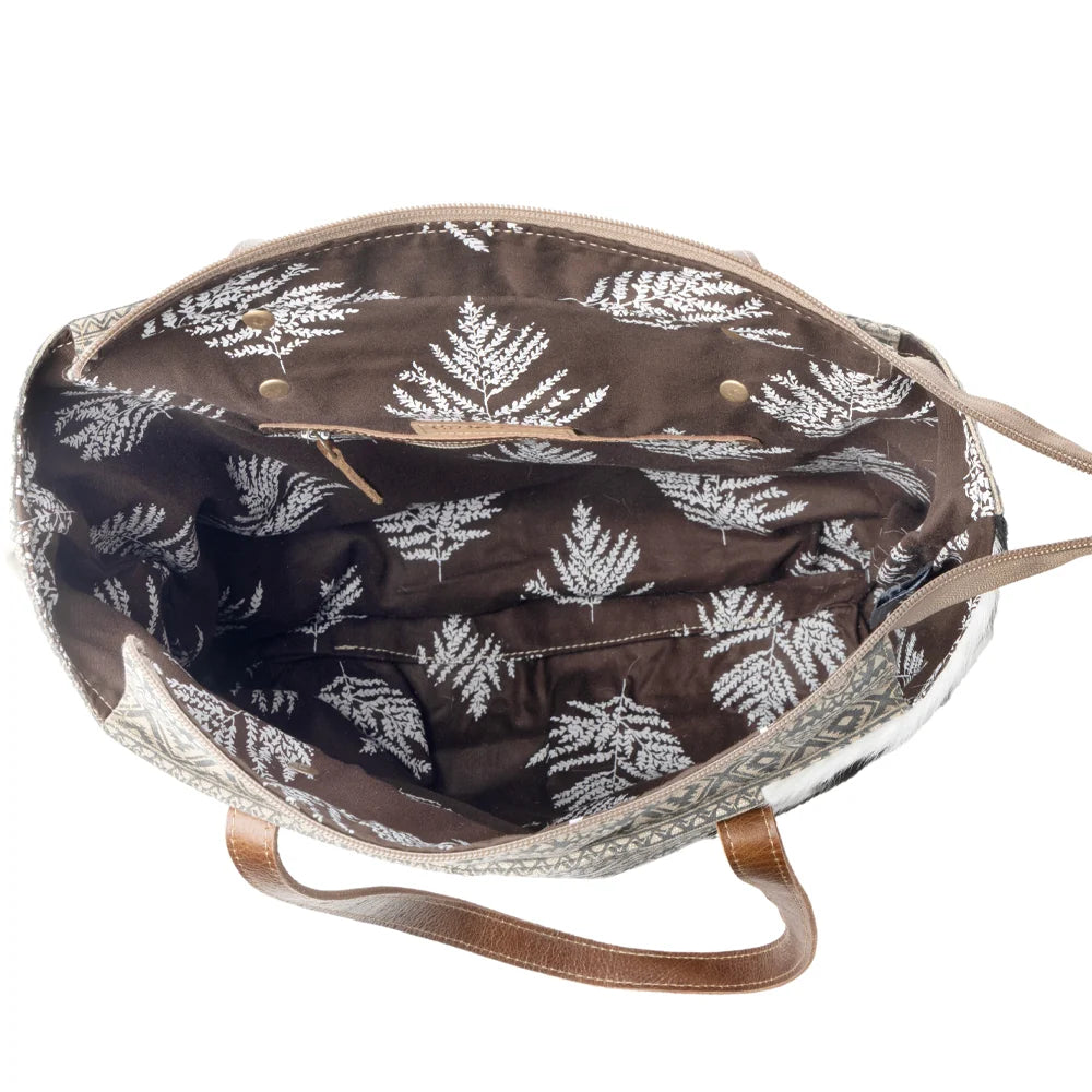 Splithide Western Tote Bag for Women in olive with hairon detail