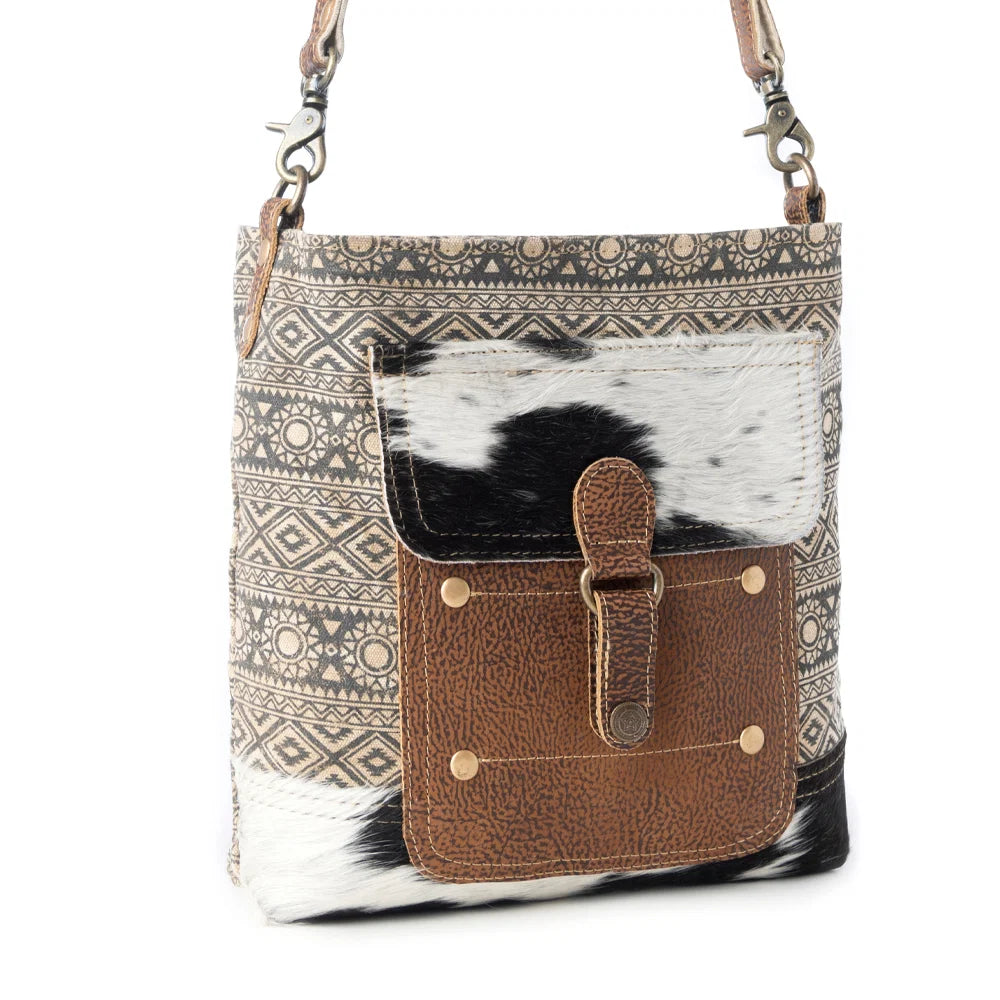 Tribal Pony Western Crossbody Bag for Women in olive with hairon detail