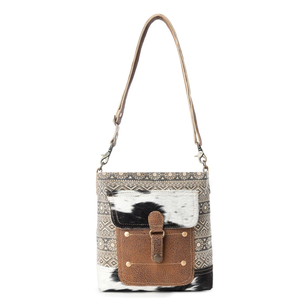 Tribal Pony Western Crossbody Bag for Women in olive with hairon detail